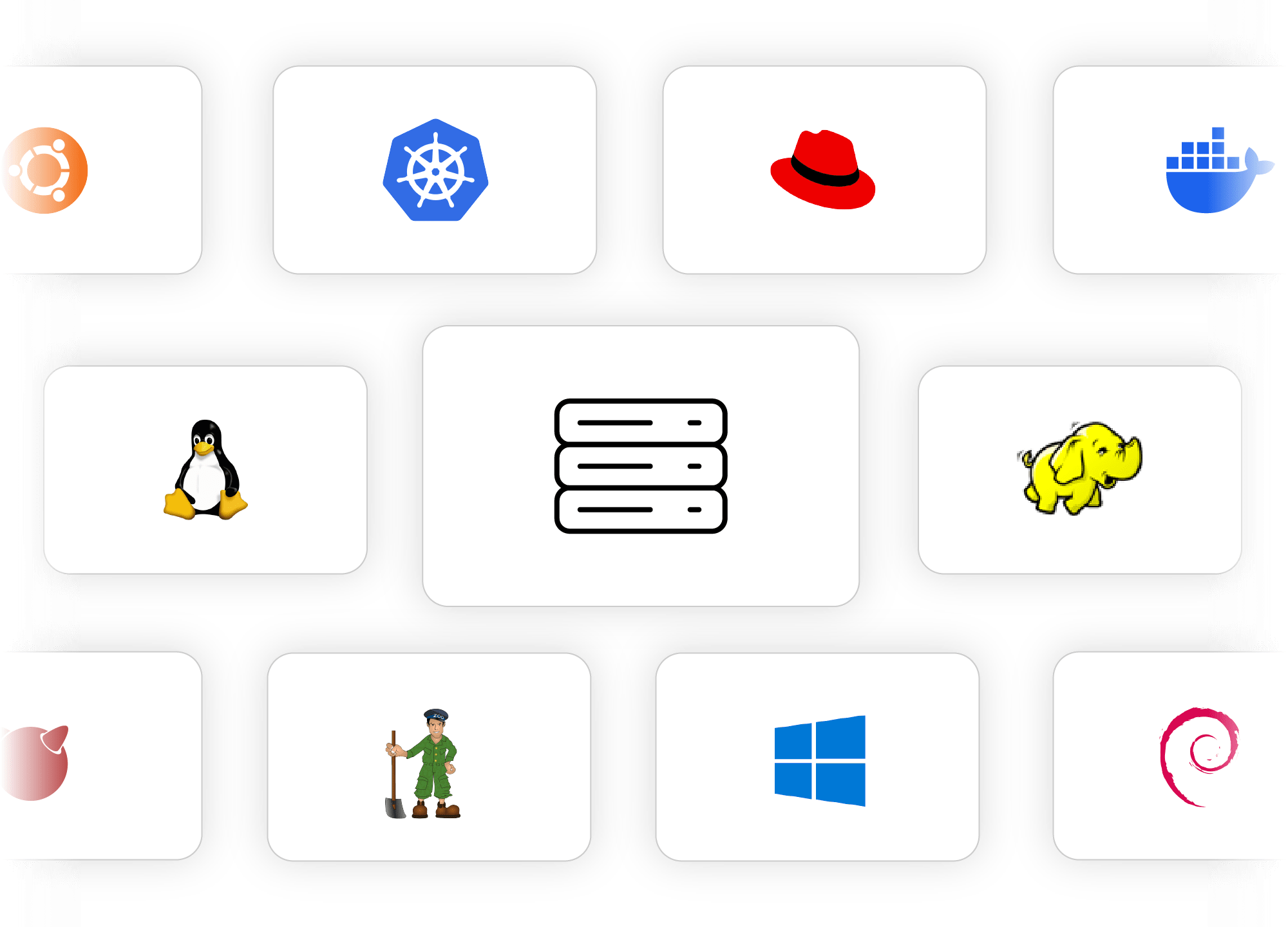 Site24x7's supported server monitoring platforms.