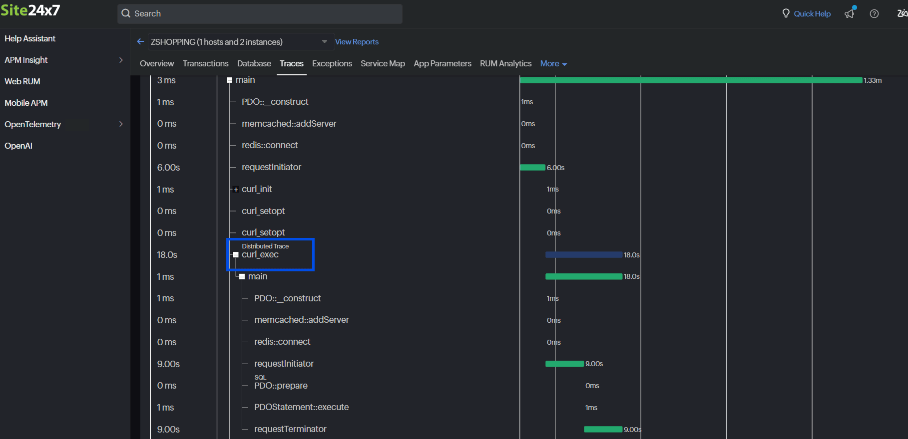 Get microservices visibility with Site24x7's distributed tracing