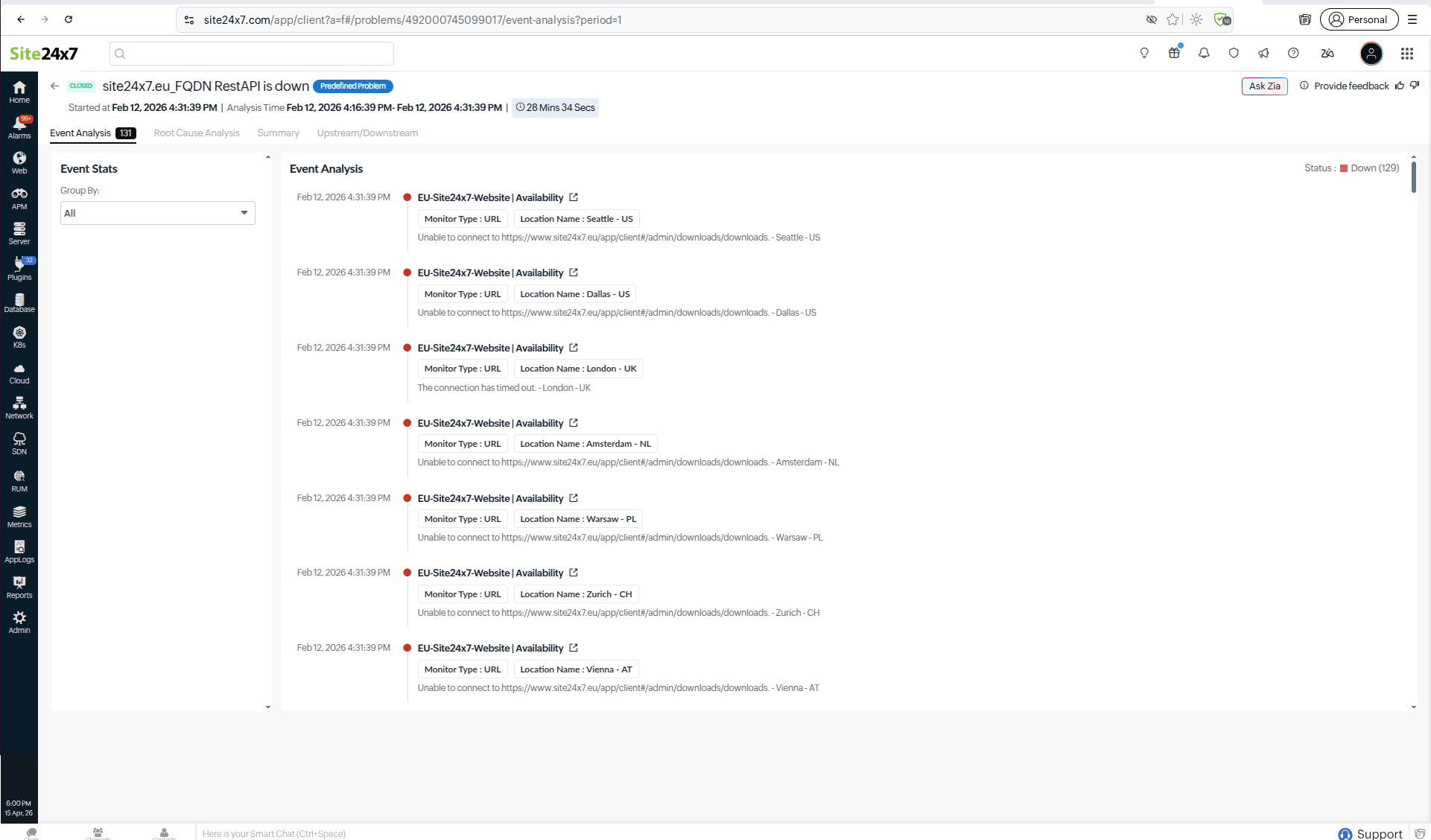 Event correlation groups related alerts
