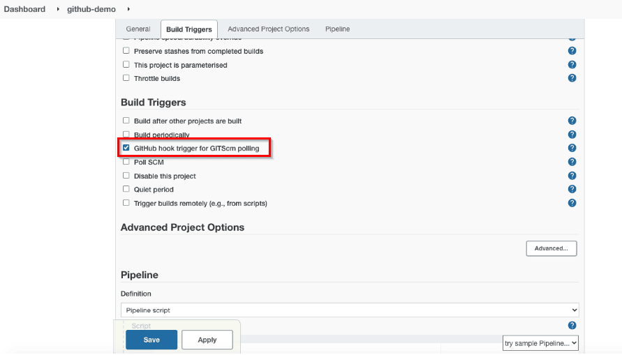 Enabling GitHub for Jenkins Pipeline