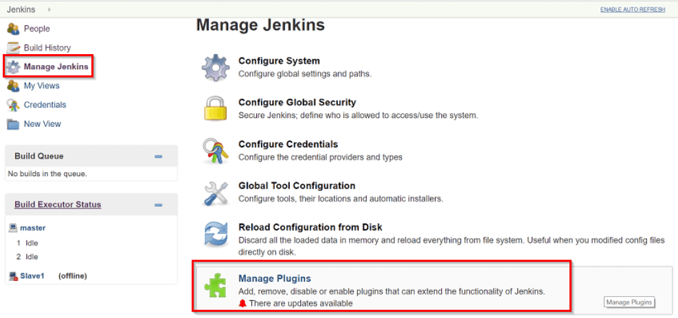 Manage Jenkins plugins