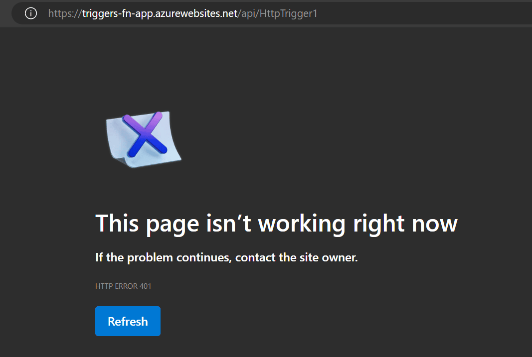 Page showing 401 error