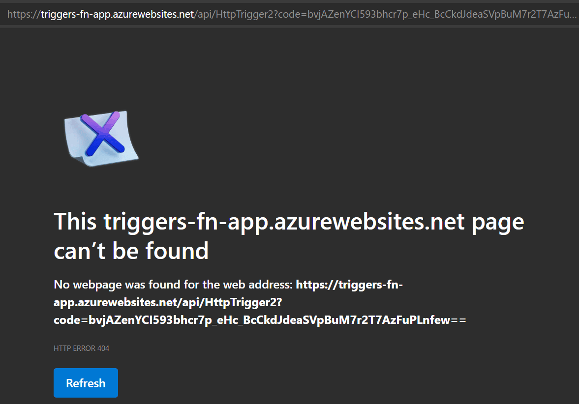 Page showing 404 error