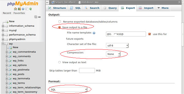 Under Format, select SQL.