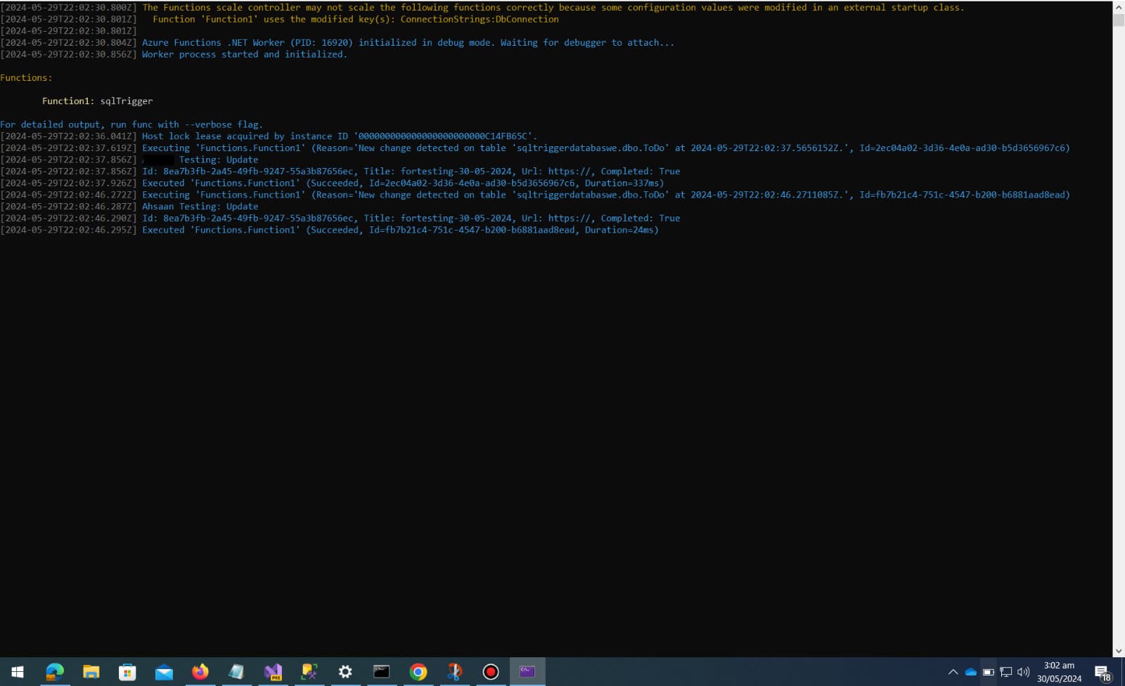 Running the UPDATE query