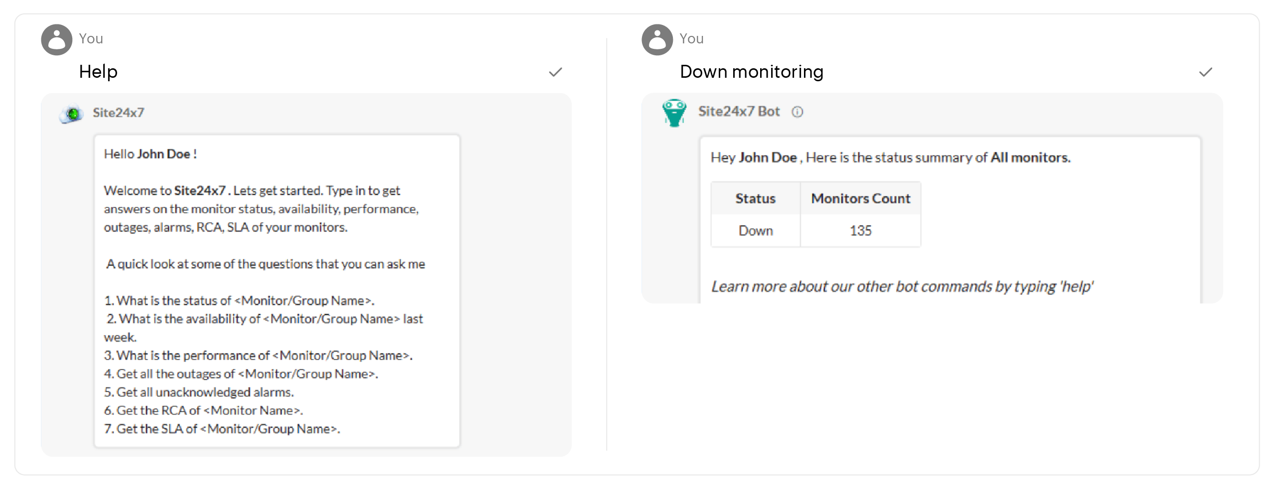 Zia AI assistant answering a plain-language query about alarms and outages without manual dashboard filters.