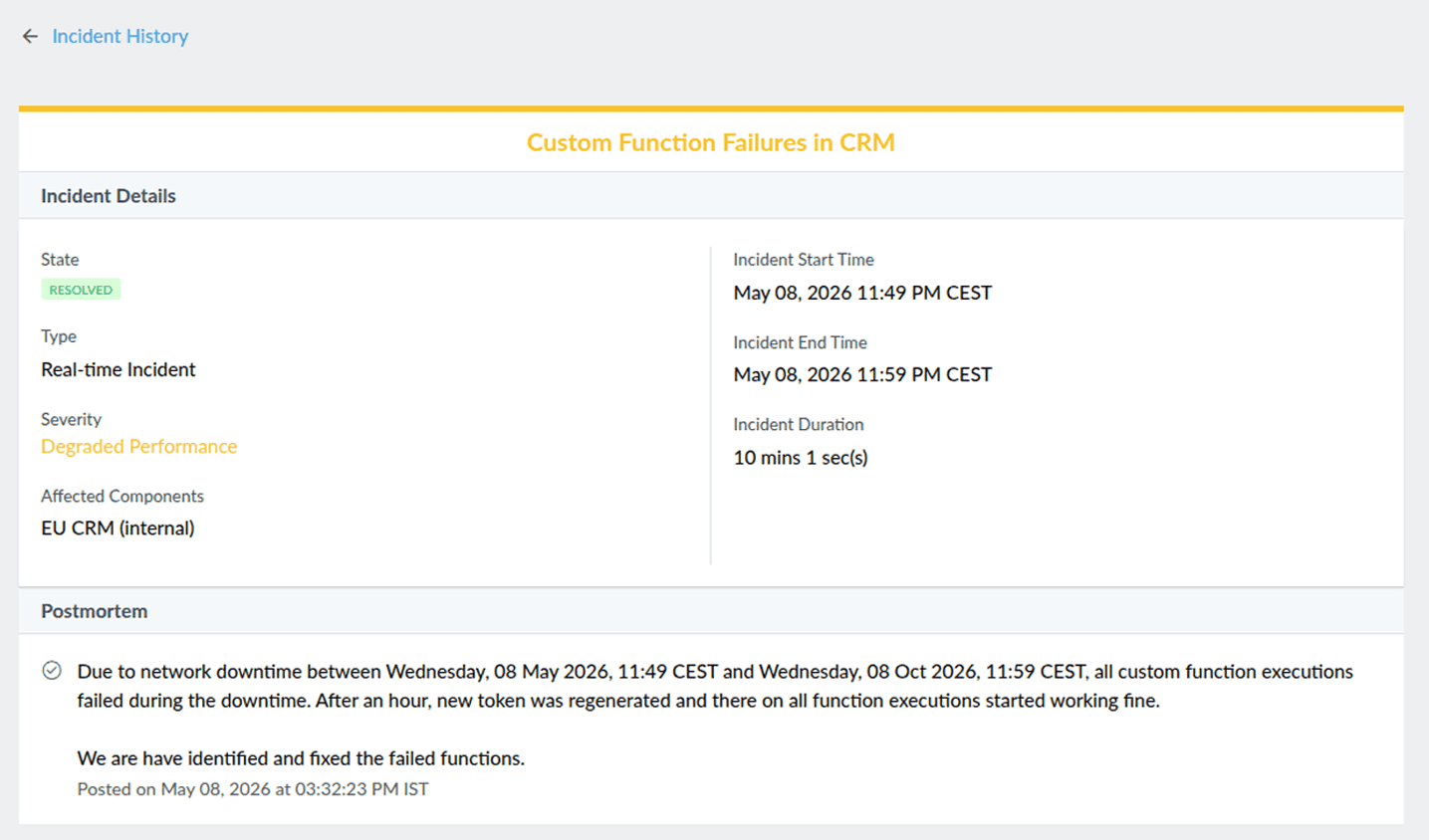 Custom function failures