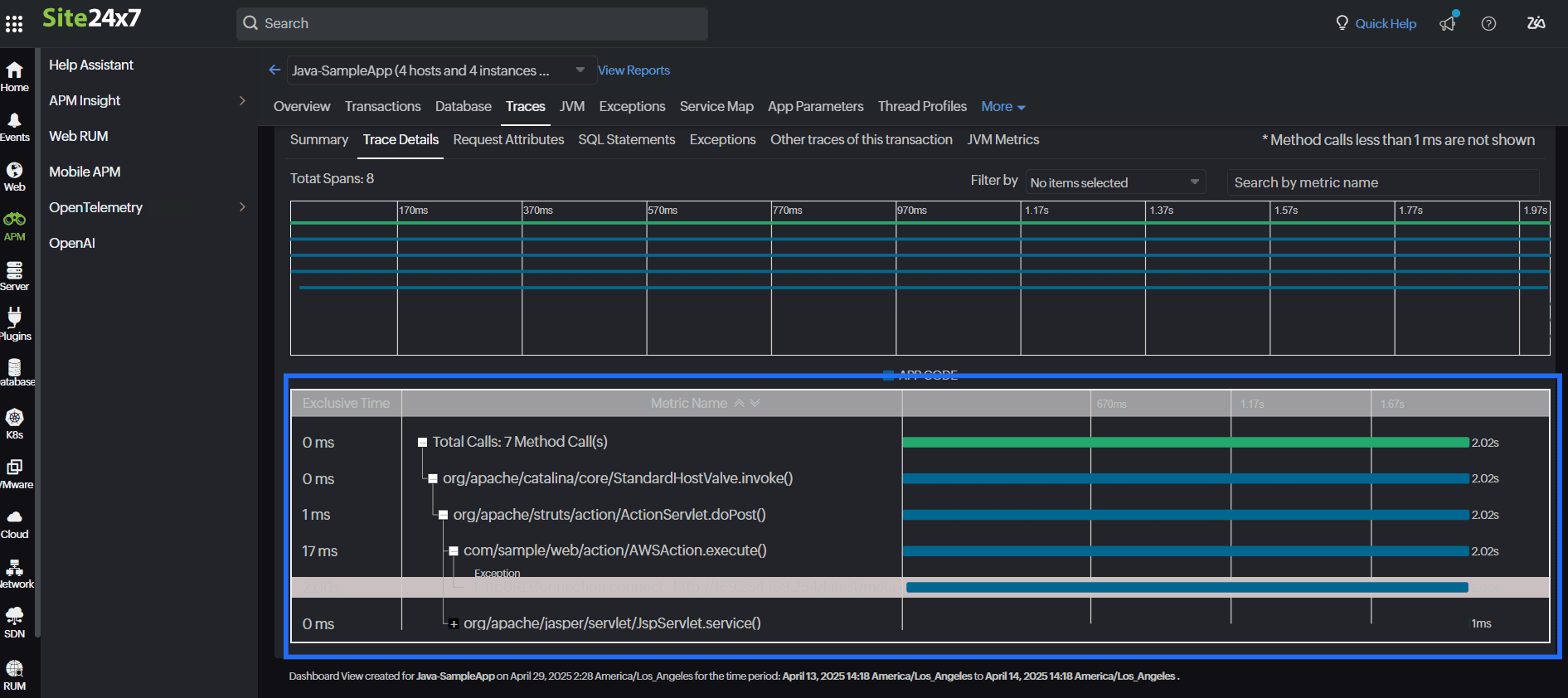 Graphical timeline displaying individual traces for easier debugging.